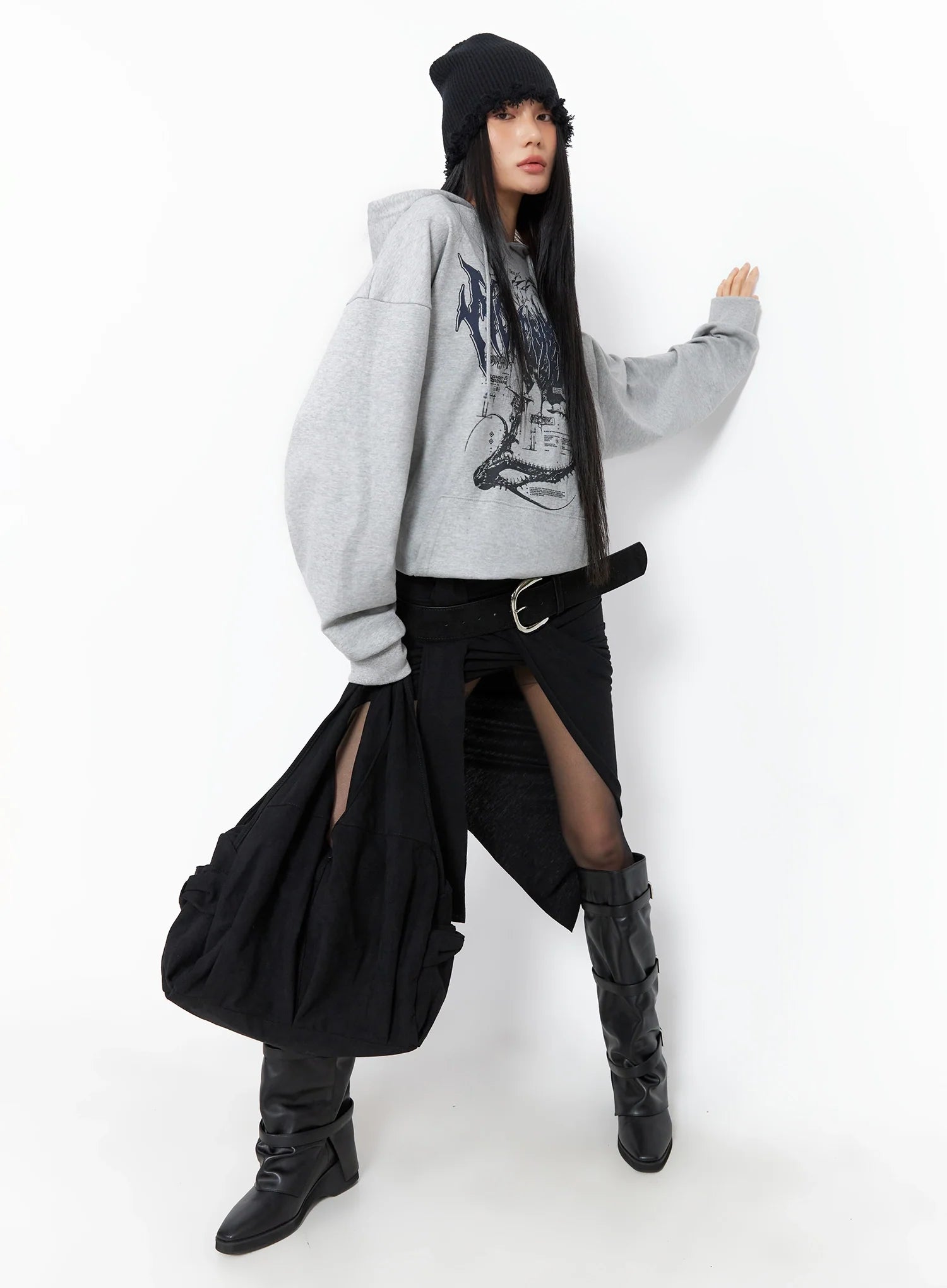 oversized-graphic-hoodie-co516 / Gray