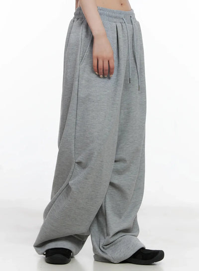 pintuck-wide-leg-sweatpants-is508 / Gray