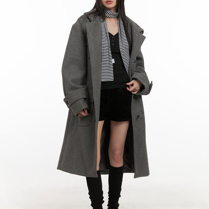 oversized-wool-blend-hooded-coat-cd425 / Gray