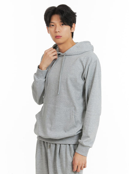 mens-cozy-solid-cotton-hoodie-ia401 / Gray