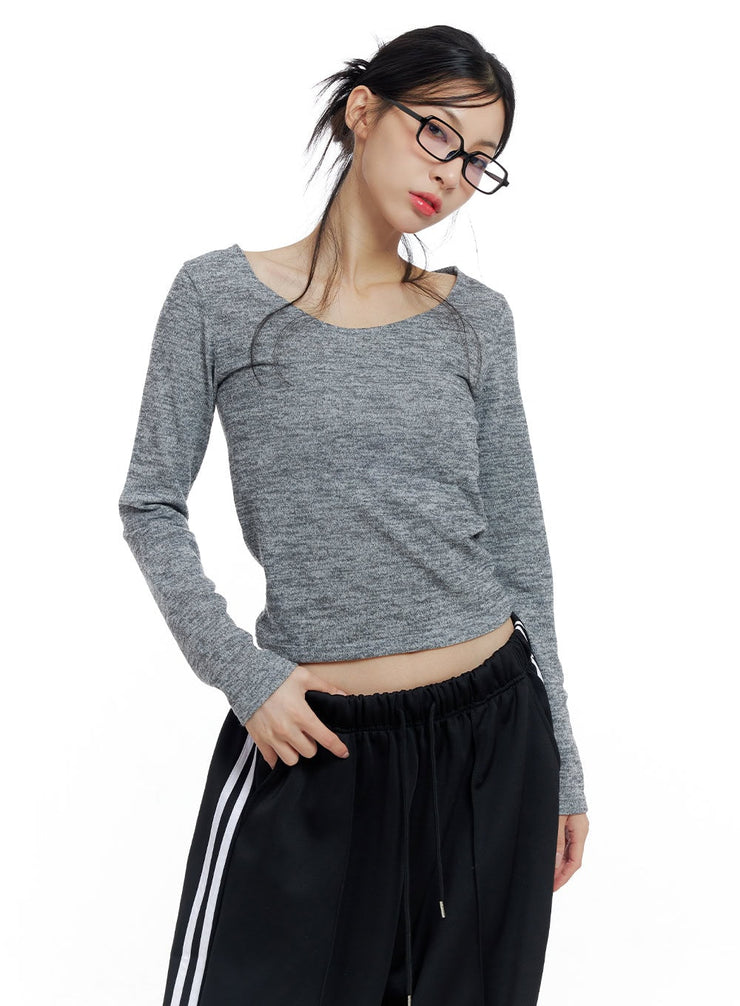 slim-u-neck-crop-top-co425 / Gray