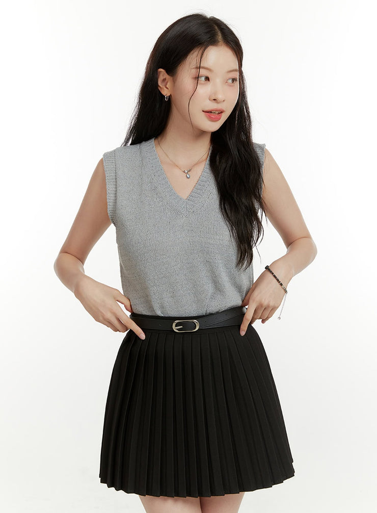 v-neck-sleeveless-knit-top-ou418 / Gray