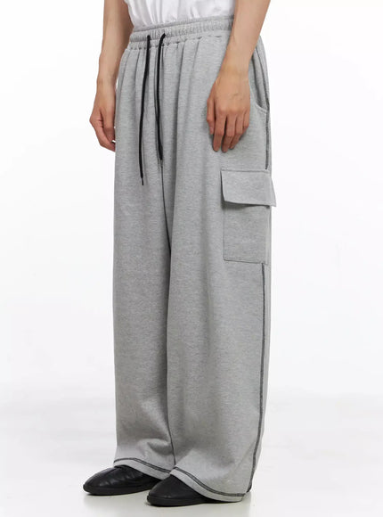 mens-stitch-cargo-sweatpants-io516 / Gray