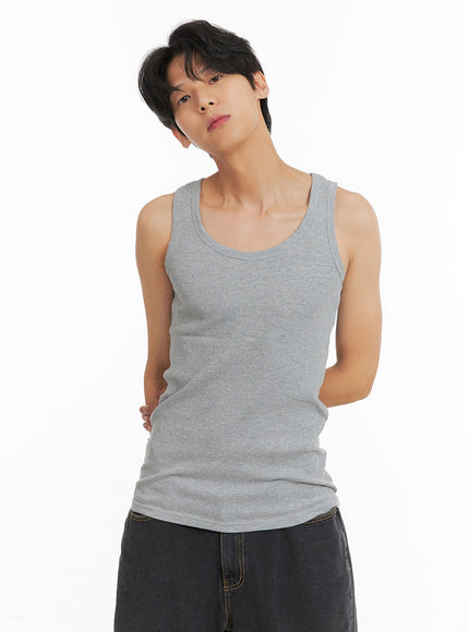 mens-basic-slim-fit-tank-top-ia401 / Gray