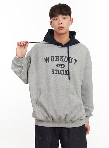 mens-oversized-contrast-graphic-hoodie-if517 / Gray