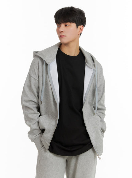 mens-cotton-hoodie-jacket-ia402 / Gray