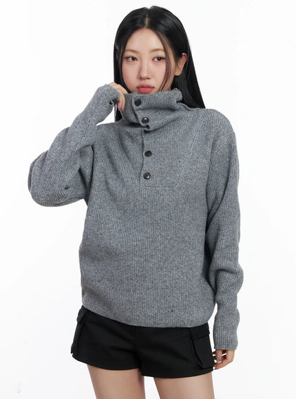 turtle-neck-knit-sweater-cj530 / Gray
