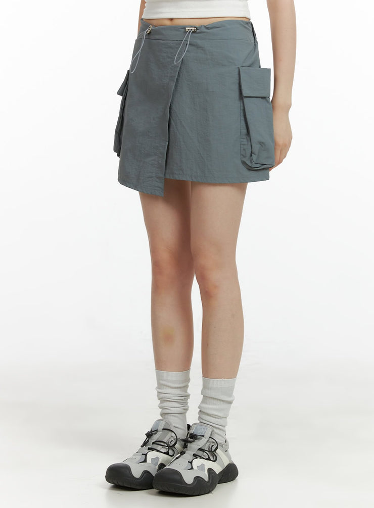 unbalanced-cargo-mini-skirt-cl403 / Gray