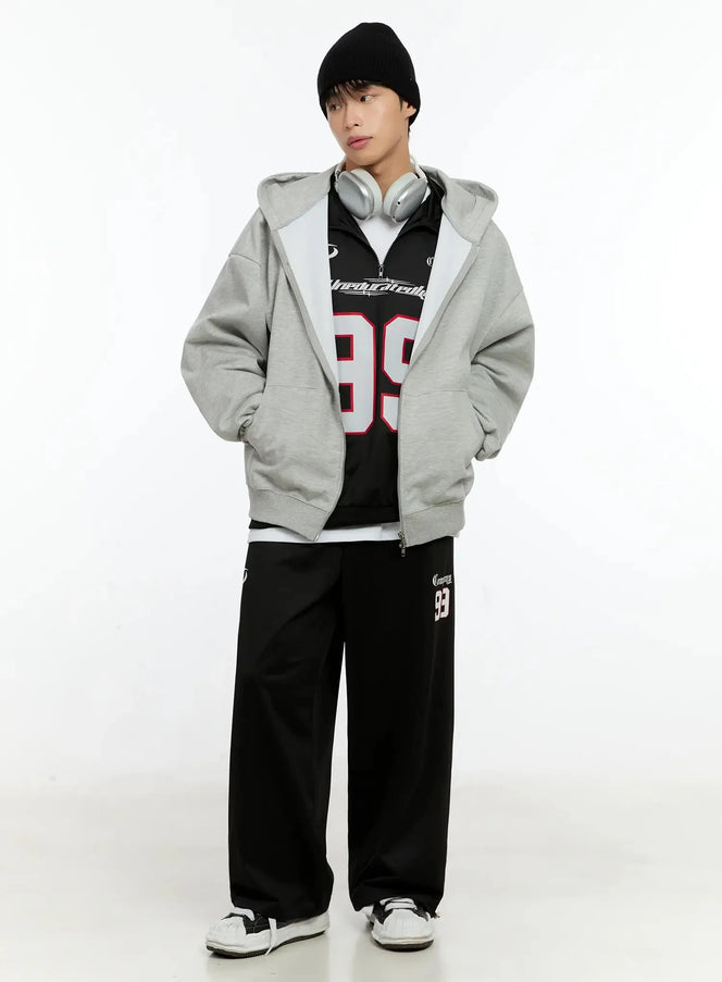 mens-basic-oversized-zip-up-hoodie-in525 / Gray