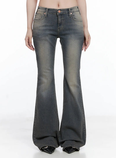 sumin-low-rise-flare-hip-pad-jeans-cg529 / Gray