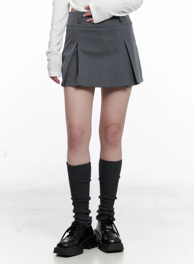 casual-pleated-mini-skirt-cs529 / Gray