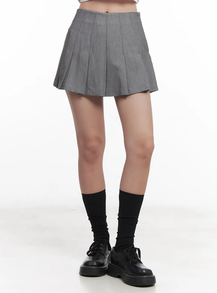 pleated-mini-skirt-cu517 / Gray