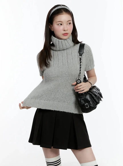 chic-turtleneck-short-sleeve-sweater-id526 / Gray