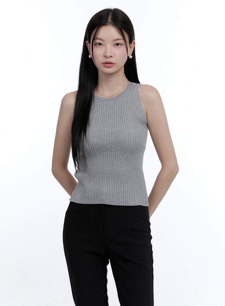 slim-fit-round-neck-camisole-oo429 / Gray