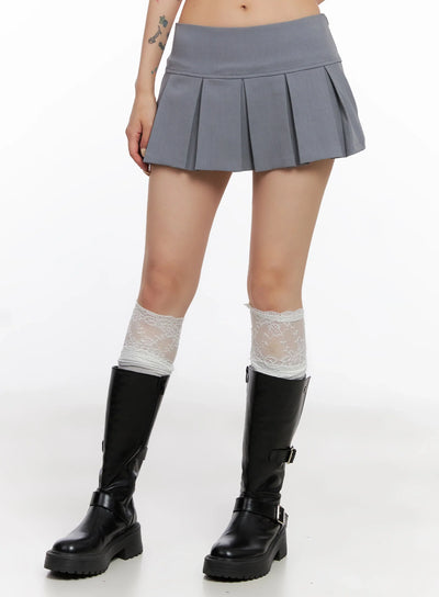 pleated-low-rise-mini-skirt-is515 / Gray