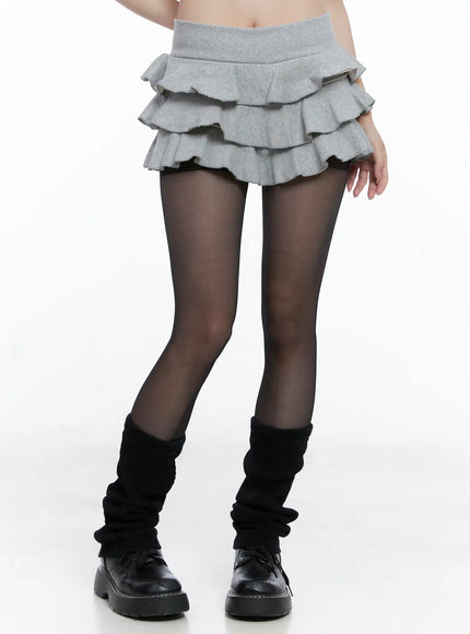 frill-layered-mini-skirt-cs501 / Gray
