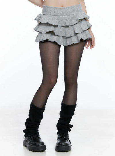 frill-layered-mini-skirt-cs501 / Gray
