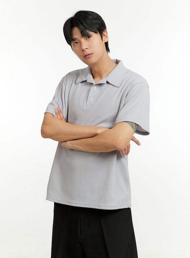 mens-textured-polo-t-shirt-il412 / Gray