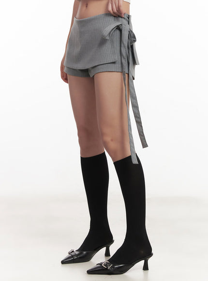 striped-wrap-mini-skort-cm528 / Gray