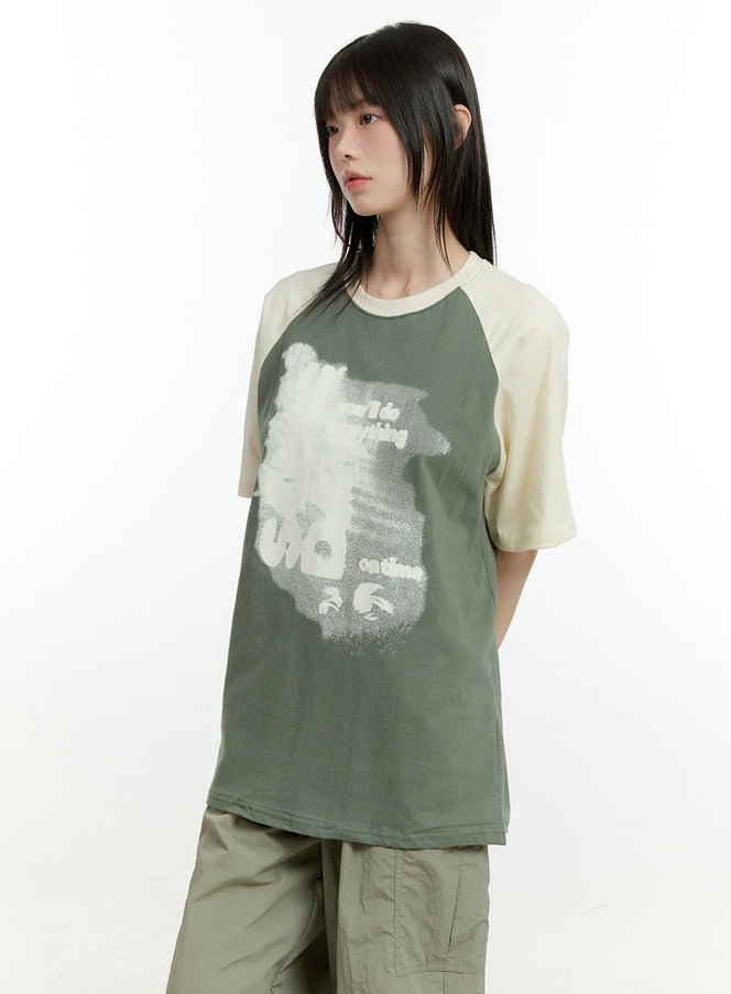 cotton-graphic-raglan-t-shirt-cg402 / Green