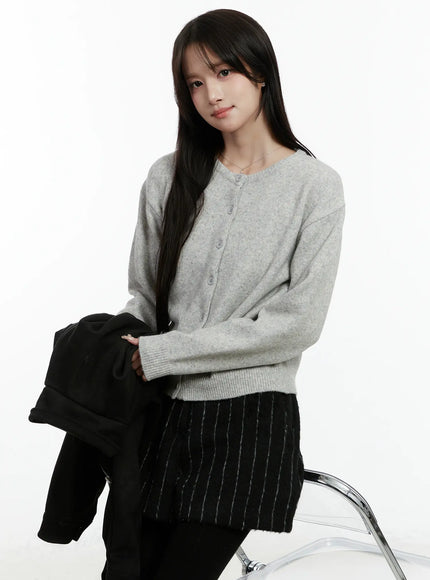 basic-everyday-cardigan-cd514 / Light gray