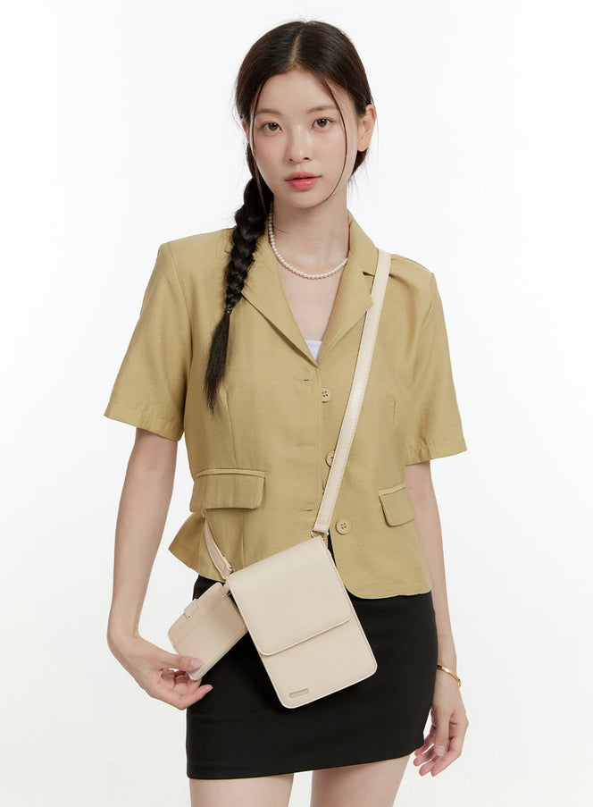 square-flap-crossbody-bag-ol423 / Light beige