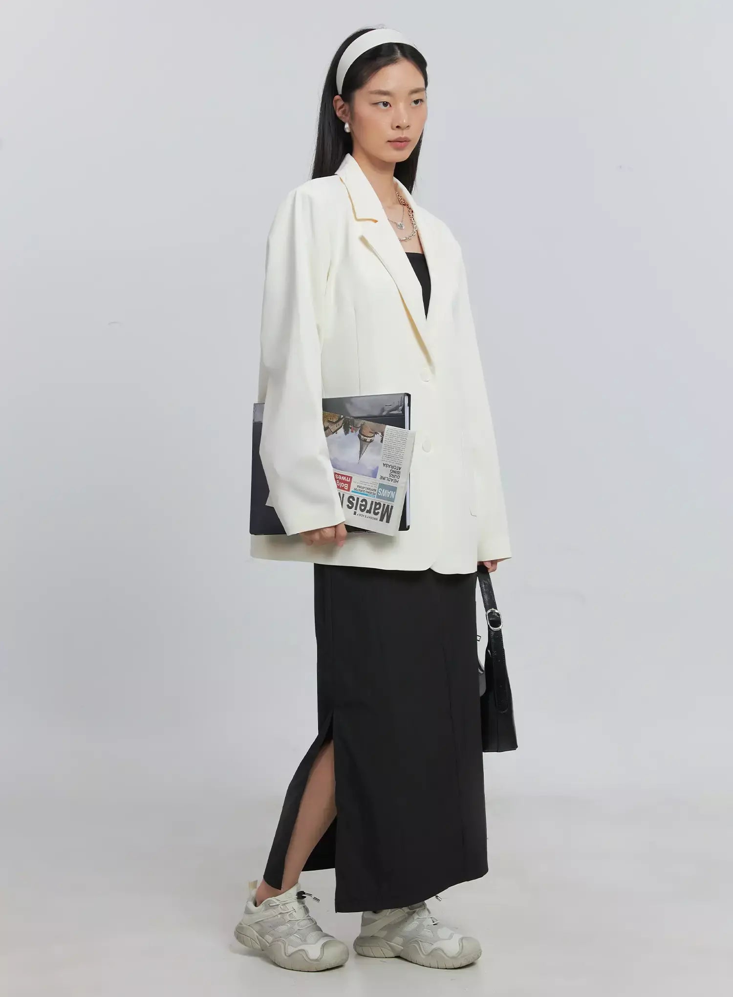 Classic Oversized Blazer (Light beige) IU512 Casual style