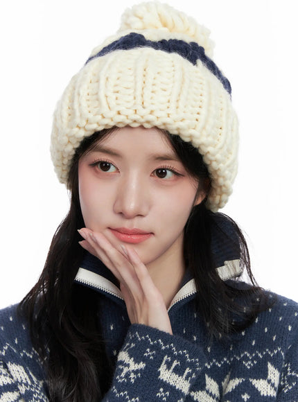 chunky-knit-beanie-co524 / Light beige