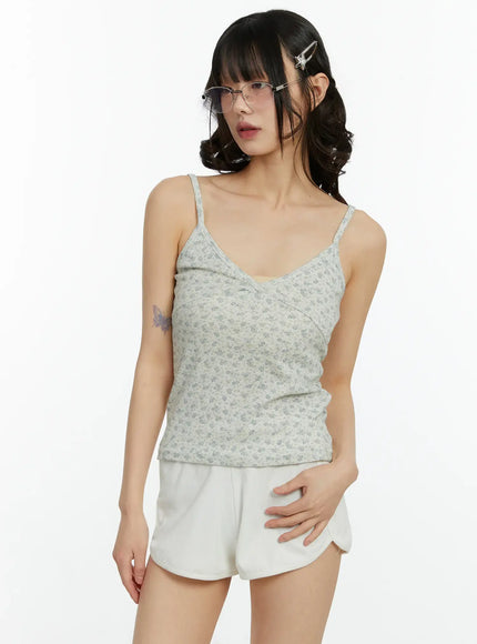 floral-v-neck-camisole-cf509 / Light beige