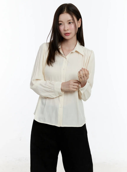 elegant-shirred-chiffon-blouse-id511 / Light beige