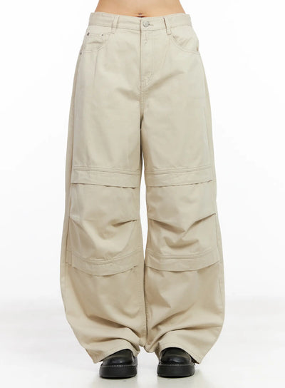 wide-leg-pin-tucked-pants-cm512 / Light beige