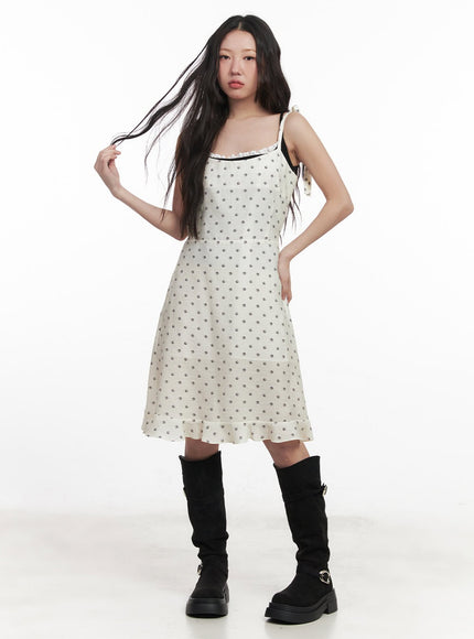 floral-flare-cami-midi-dress-im528 / Light beige