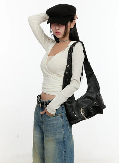 knit-wrap-hoodie-long-sleeve-top-cn505 / Light beige