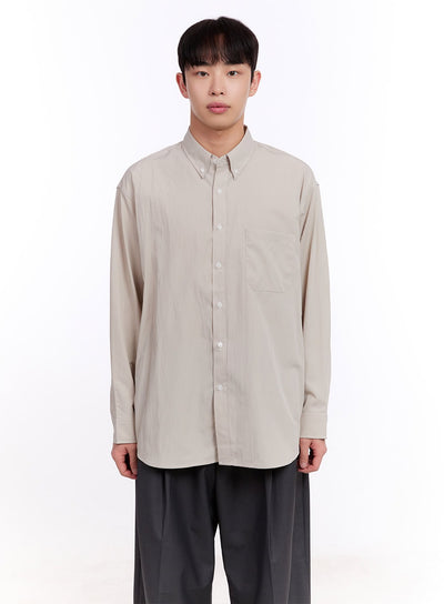 mens-collared-long-sleeve-shirt-im512 / Light beige