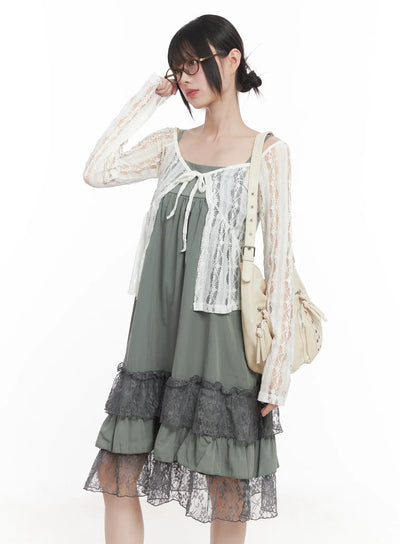 sheer-lace-ribbon-cardigan-cu518 / White