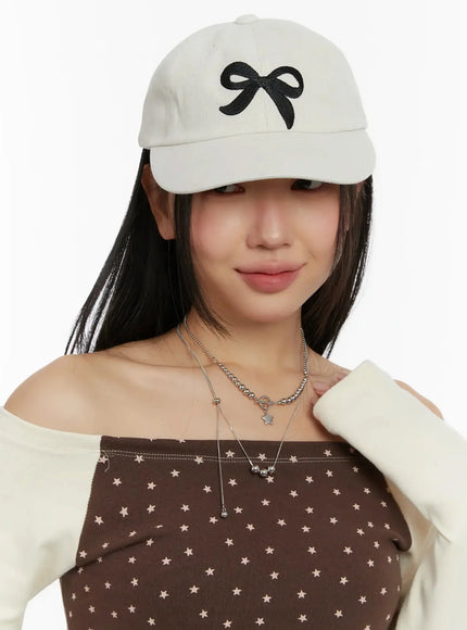 embroidered-bow-camp-cap-id526 / Light beige