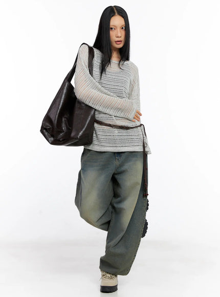 sheer-knit-long-sleeve-tee-cl530 / Light beige