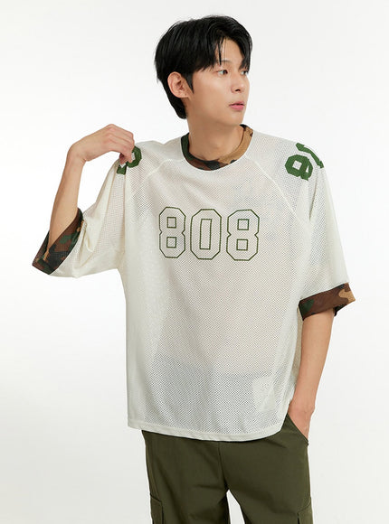 mens-mesh-camo-raglan-t-shirt-il412 / Light beige