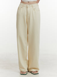 wide-leg-cotton-pants-oy409 / Light beige