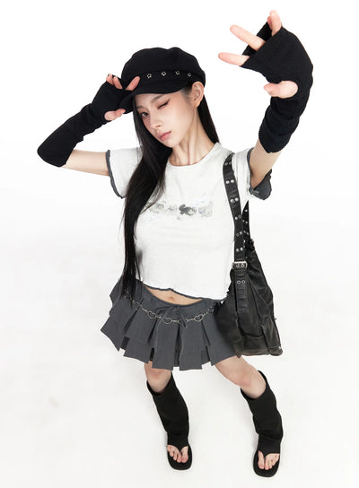 cats-and-bows-crop-baby-tee-cm518 / Light beige