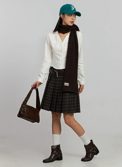 corduroy-pintuck-blouse-ij502 / Light beige