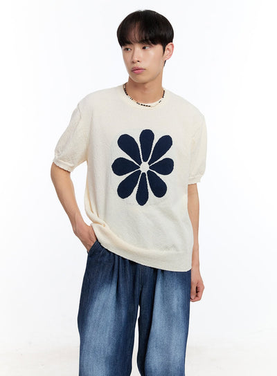 men-s-petal-knit-sweater-top-iy529 / Light beige