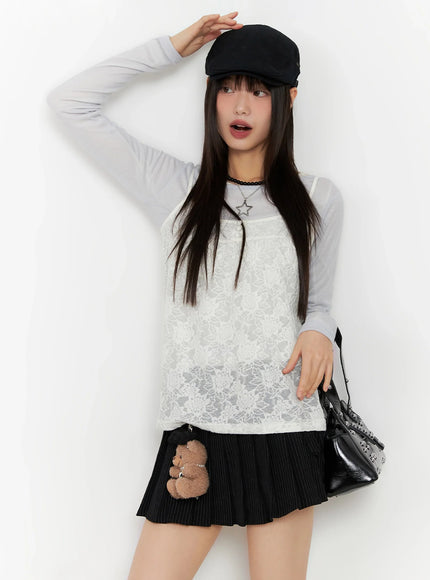 floral-lace-camisole-in503 / Light beige