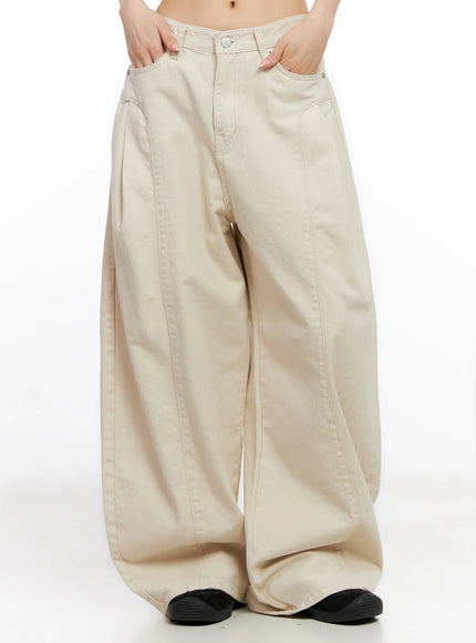 cotton-oversized-wide-leg-pants-ig508 / Light beige