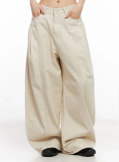 cotton-oversized-wide-leg-pants-ig508 / Light beige