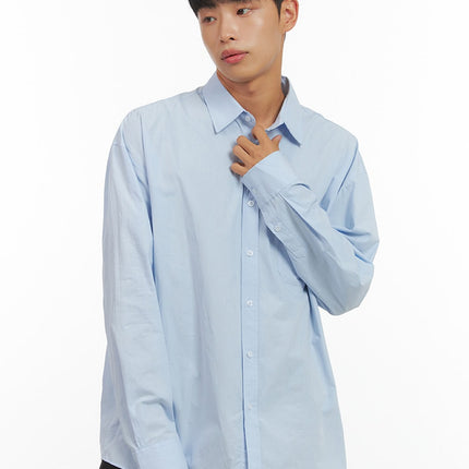 mens-oversized-basic-cotton-shirt-is419 / Light blue