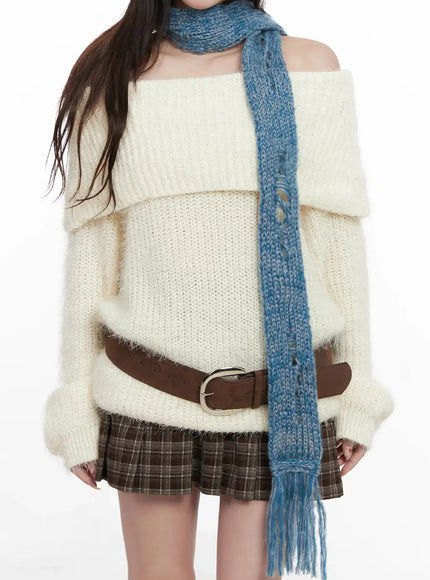 cozy-knit-long-scarf-in514 / Light blue