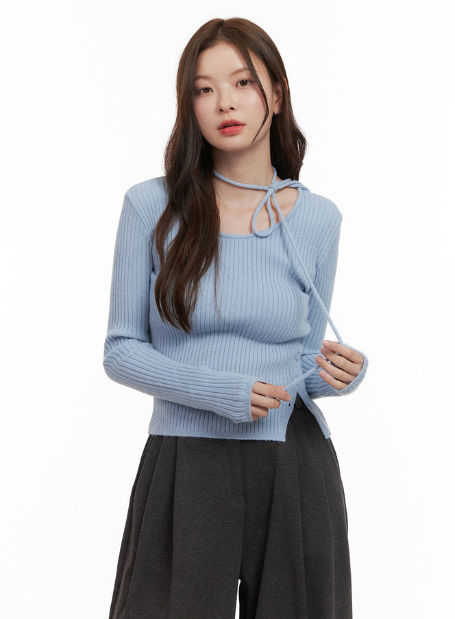 slim-fit-long-sleeve-sweater-od403 / Light blue