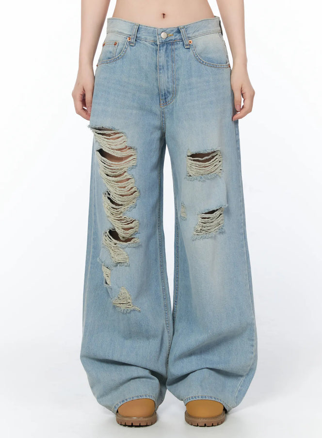 renata-distressed-wide-leg-jeans-cy508 / Light blue