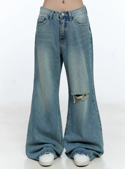 mazie-distressed-wide-leg-flare-jeans-cg512 / Light blue